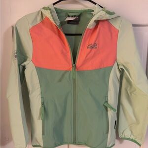 Girls Jack Wolf Skin Green Sea Jacket 9-10 Flex Shield Water Resistant NWT